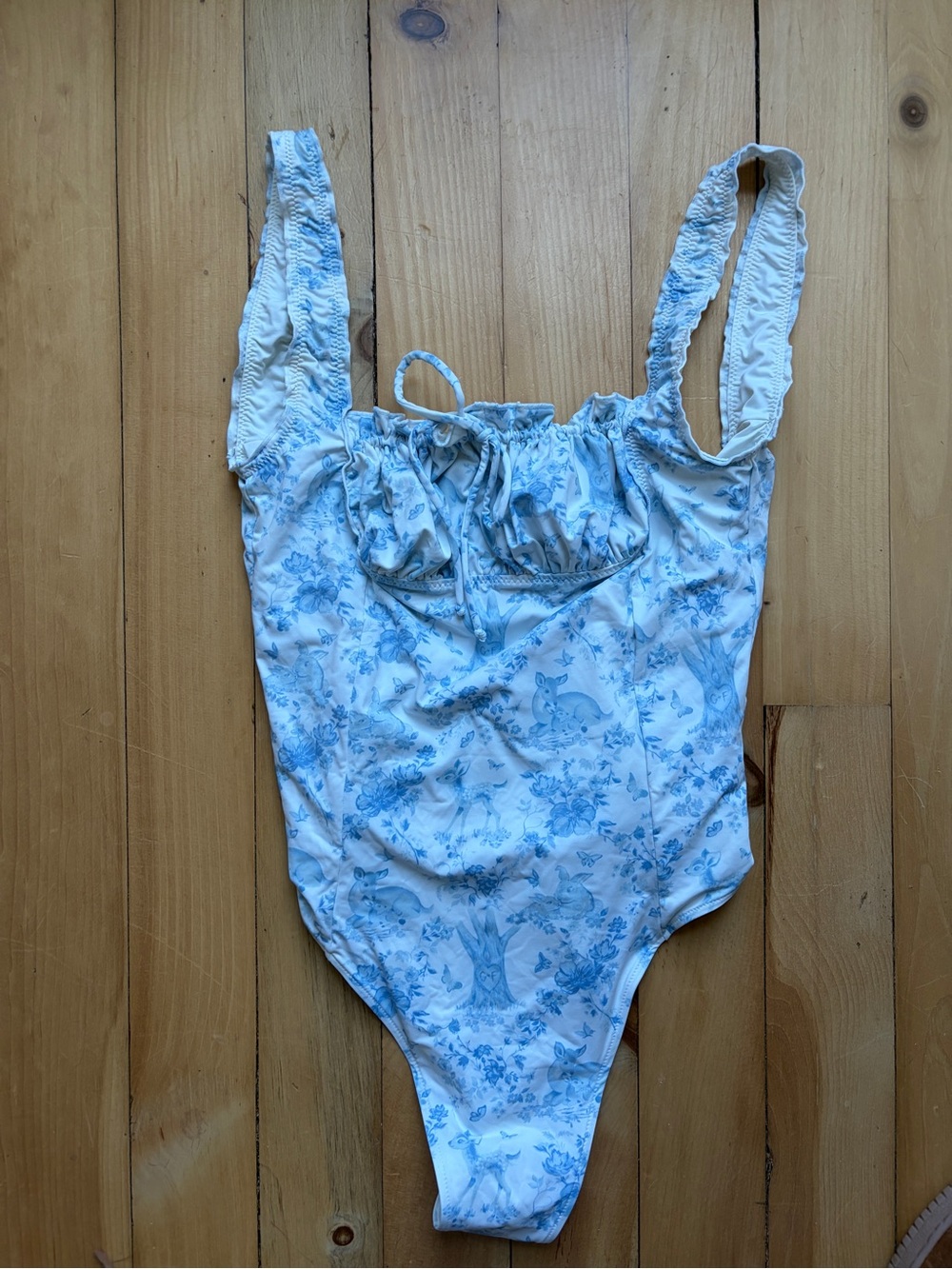 Frankie's Bikinis Light Blue Floral One-Piece Swimsuit